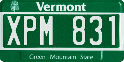 VT license plate XPM831