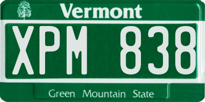 VT license plate XPM838