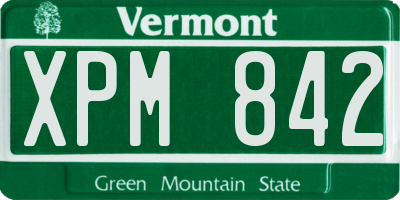 VT license plate XPM842