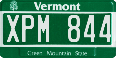 VT license plate XPM844