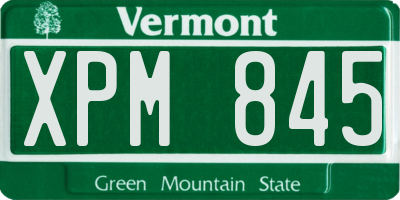 VT license plate XPM845