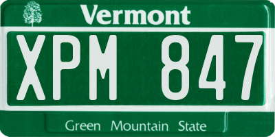 VT license plate XPM847