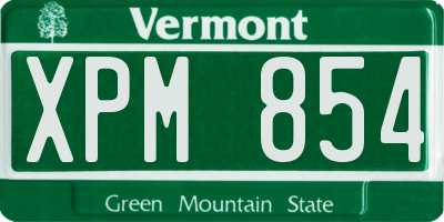 VT license plate XPM854