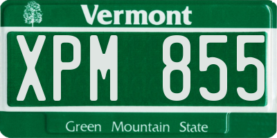 VT license plate XPM855