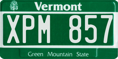 VT license plate XPM857