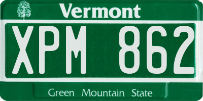 VT license plate XPM862