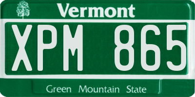 VT license plate XPM865