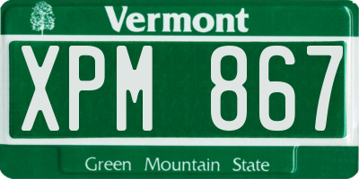 VT license plate XPM867