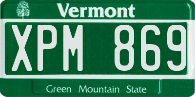 VT license plate XPM869
