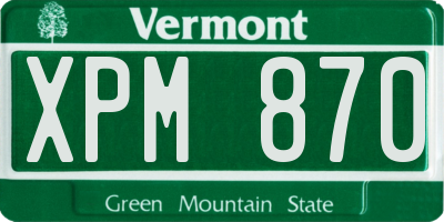 VT license plate XPM870