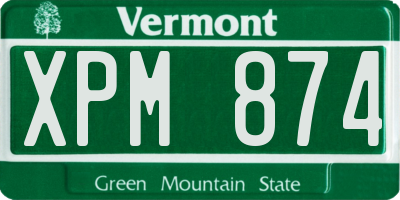 VT license plate XPM874