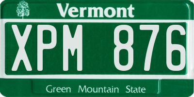 VT license plate XPM876