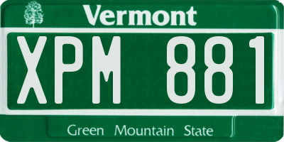 VT license plate XPM881