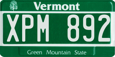 VT license plate XPM892