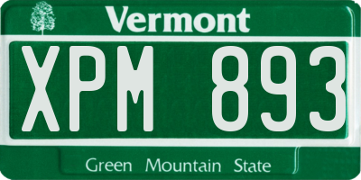 VT license plate XPM893