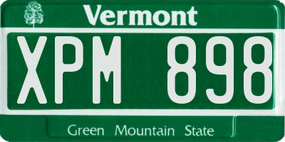 VT license plate XPM898