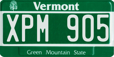 VT license plate XPM905
