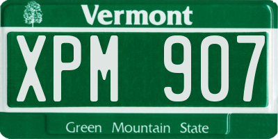VT license plate XPM907