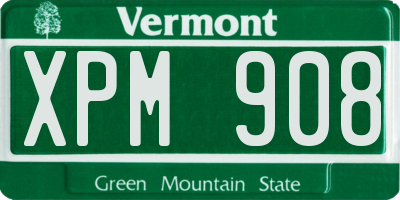 VT license plate XPM908