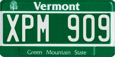 VT license plate XPM909