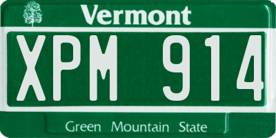 VT license plate XPM914