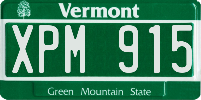 VT license plate XPM915