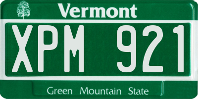 VT license plate XPM921