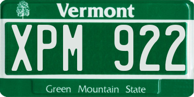 VT license plate XPM922