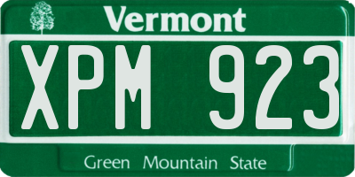 VT license plate XPM923