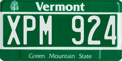 VT license plate XPM924