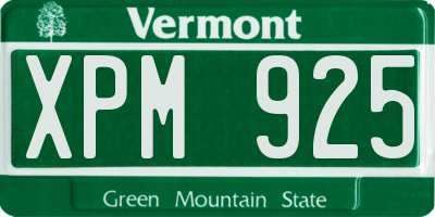 VT license plate XPM925