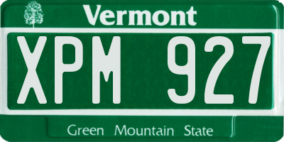 VT license plate XPM927