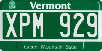 VT license plate XPM929