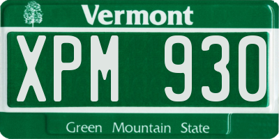 VT license plate XPM930