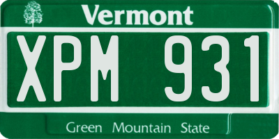 VT license plate XPM931