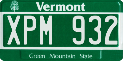 VT license plate XPM932