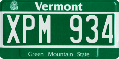 VT license plate XPM934