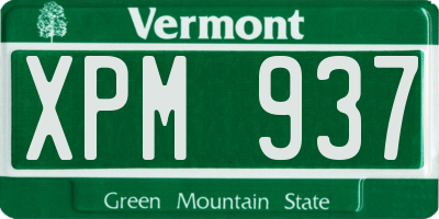 VT license plate XPM937