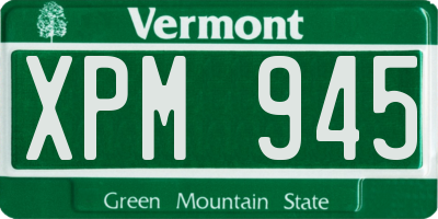 VT license plate XPM945