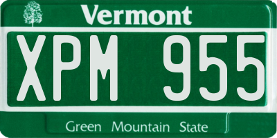 VT license plate XPM955