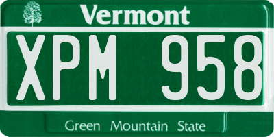 VT license plate XPM958
