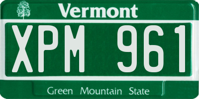 VT license plate XPM961