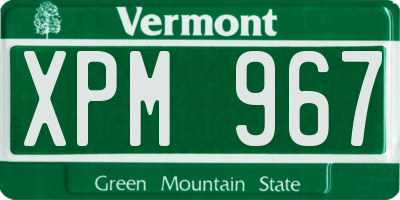 VT license plate XPM967