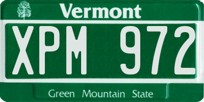 VT license plate XPM972