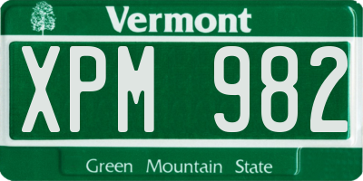 VT license plate XPM982