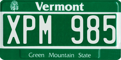 VT license plate XPM985