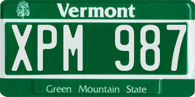 VT license plate XPM987