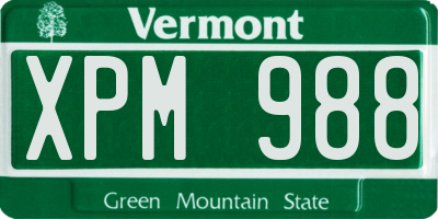 VT license plate XPM988