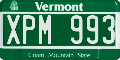 VT license plate XPM993