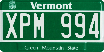 VT license plate XPM994